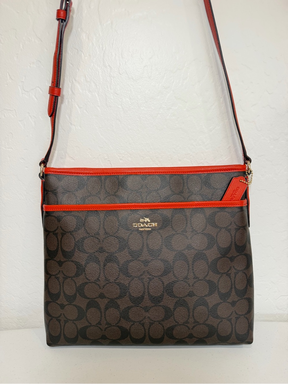 Coach Signature Zip File Crossbody